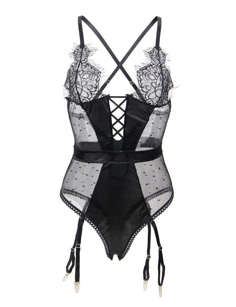 Lingeri hos lingerishoppen her vises et produktbillede af en sort bodystocking