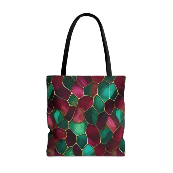 Shoppingtaske med bordeaux og grønt design - Image 9