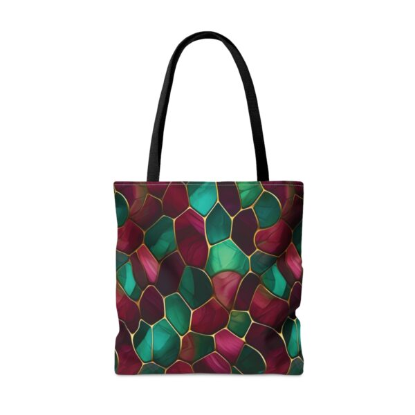 Shoppingtaske med bordeaux og grønt design - Image 10