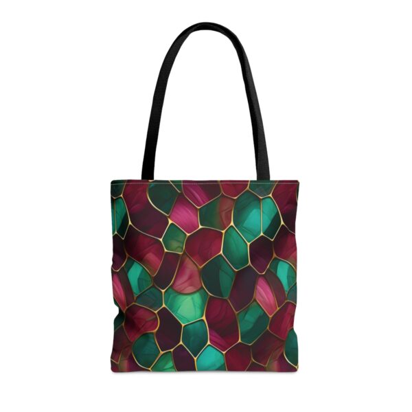 Shoppingtaske med bordeaux og grønt design