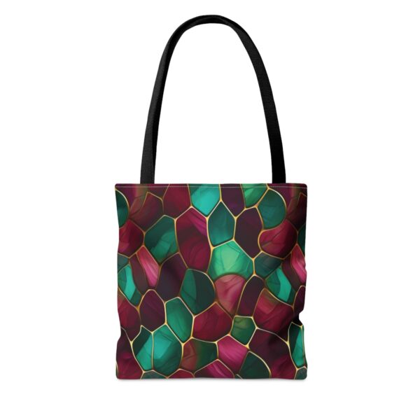 Shoppingtaske med bordeaux og grønt design - Image 6