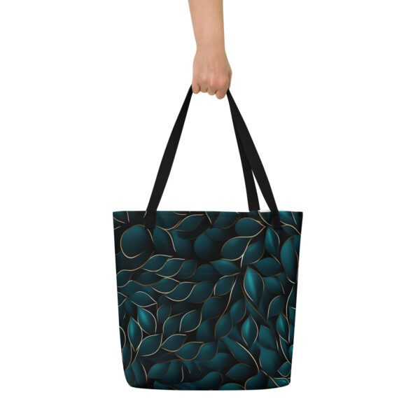 Shoppingtaske design med mørkegrønne blade - Image 3
