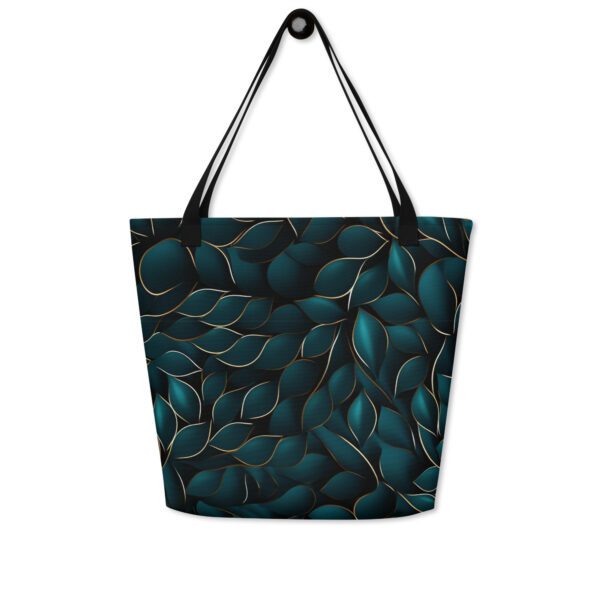 Shoppingtaske design med mørkegrønne blade - Image 5