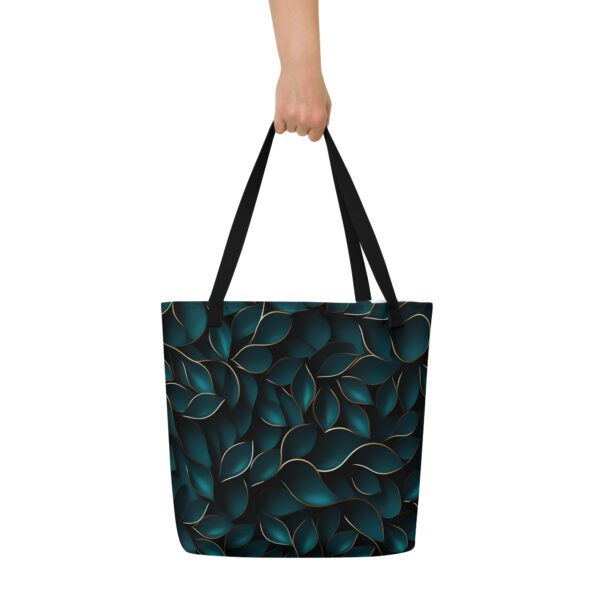 Shoppingtaske design med mørkegrønne blade - Image 4
